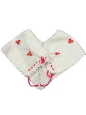 Vintage Toddler Small Infant Toddler Handknit Poncho White Pink Flowers Lovely