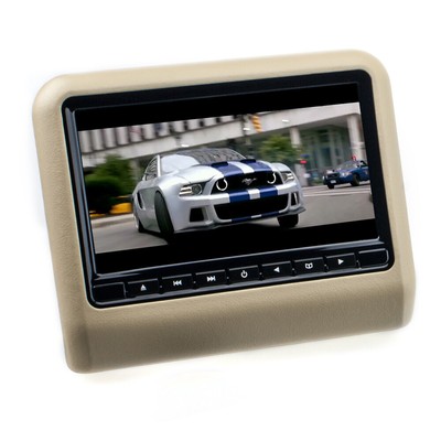 9 Zoll TFT Monitor Car DVD USB SD Kopfstützen 16:9 IR FM Transmitter beige