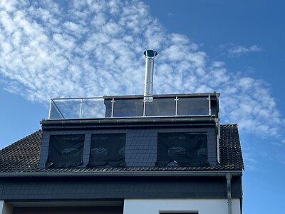 Edelstahl  mit Glas Balkon Geländer  poliert Rostfrei
