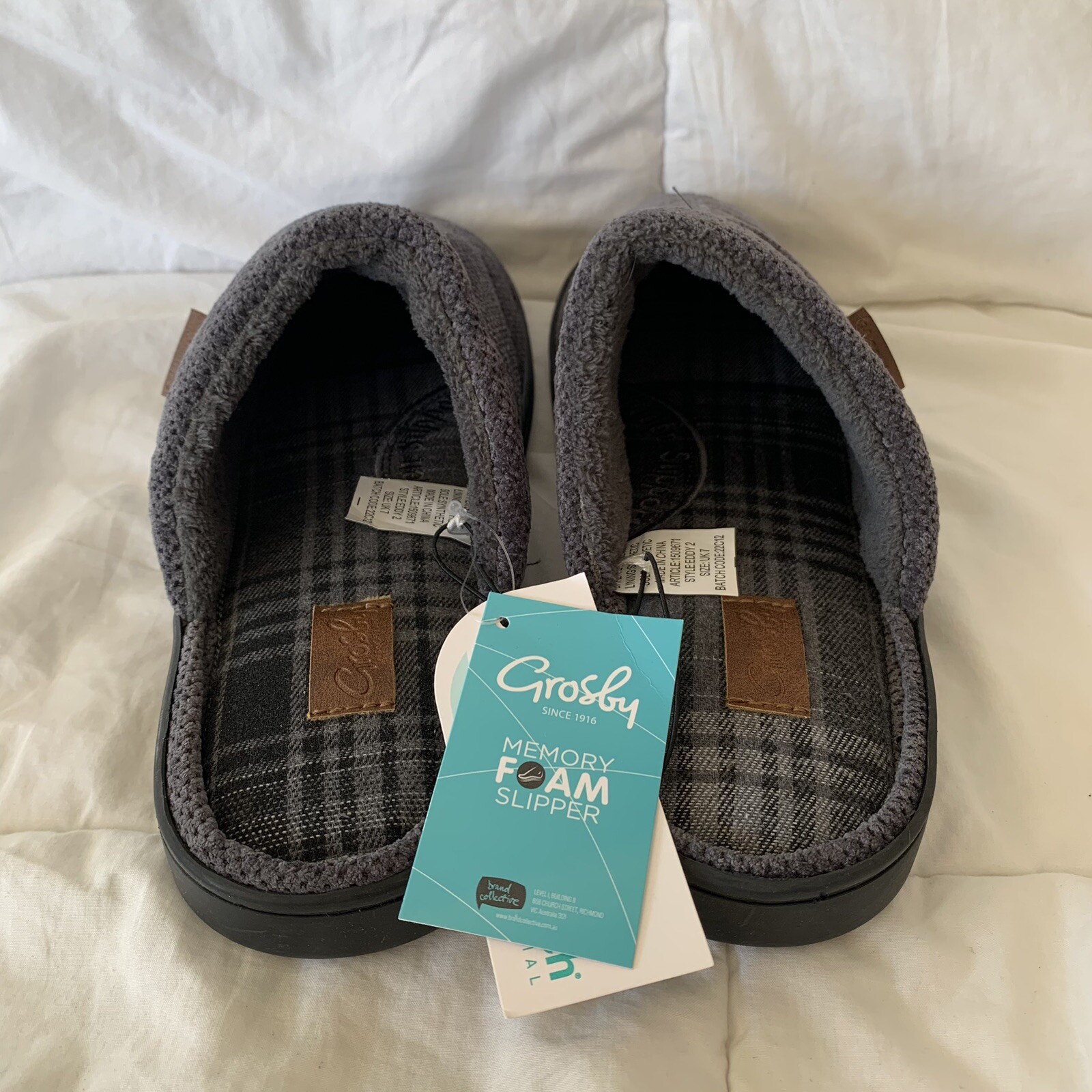 Grosby Mens Slippers Slip on Scuff Pattern upper Soft Padded Insole