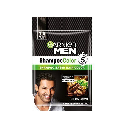 Garnier Men Shampoo Hair Color Shade 1.0 Natural Black Quick Solution