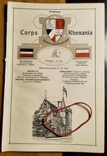 Corps Rhenania Freiburg - Wappen Zirkel Corpshaus - um 1910 - Tafel / Studentika