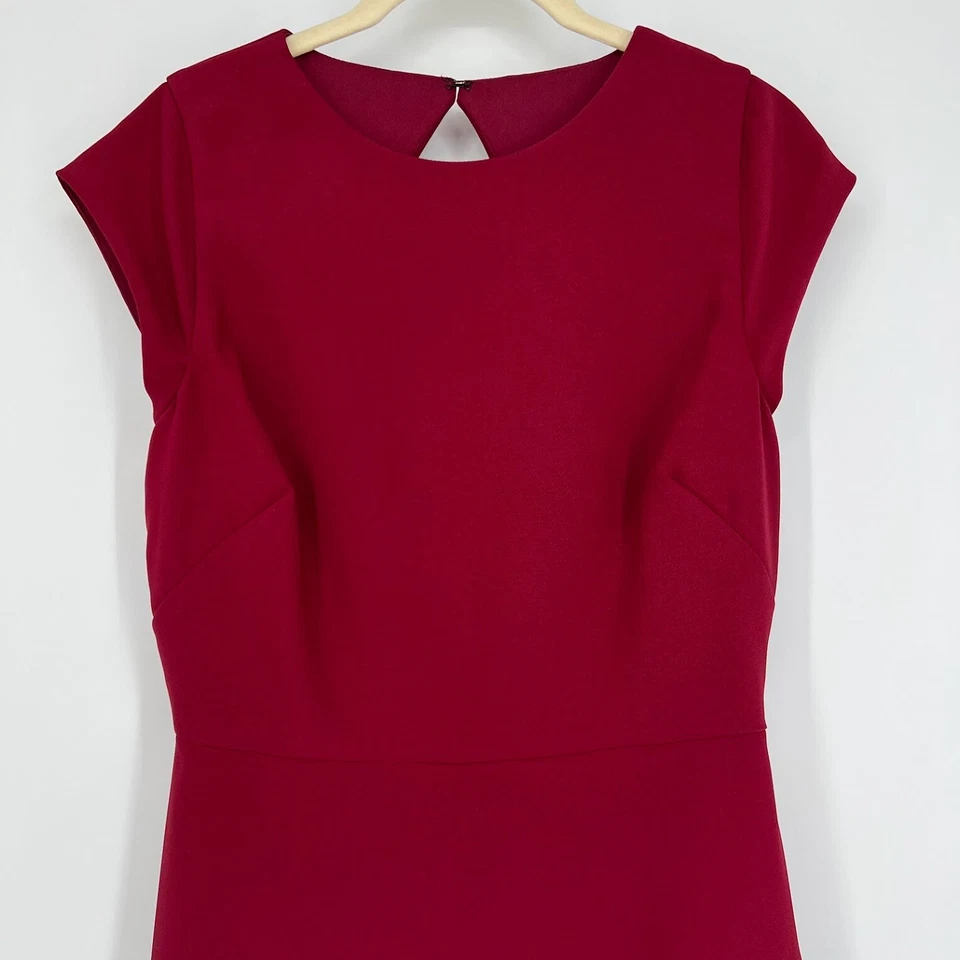 Vestido trompeta Thread Dama de honor talla 4 manga gorra espalda abierta abertura delantera borgoña Foto 2 de 4