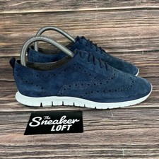 Cole Haan Zerogrand Women's Blue Suede Wingtip Oxfords Shoes Size 7.5
