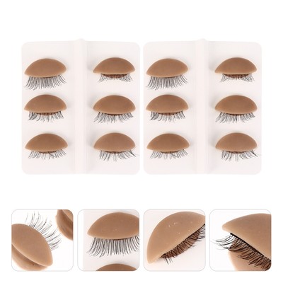  6 Pairs Eyelids for Lash Practice Grafting Eyelash Head Model Extension Woman