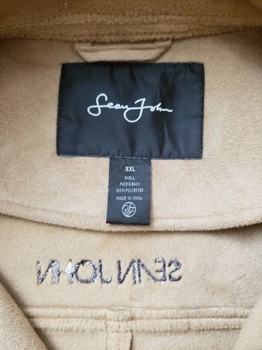 Sean John Mens Brown Tan Suede Faux Collared Full Zip Coat Jacket Size 2XL - Picture 8 of 9