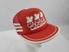Canada red white three stripes snapback trucker hat Yupoong