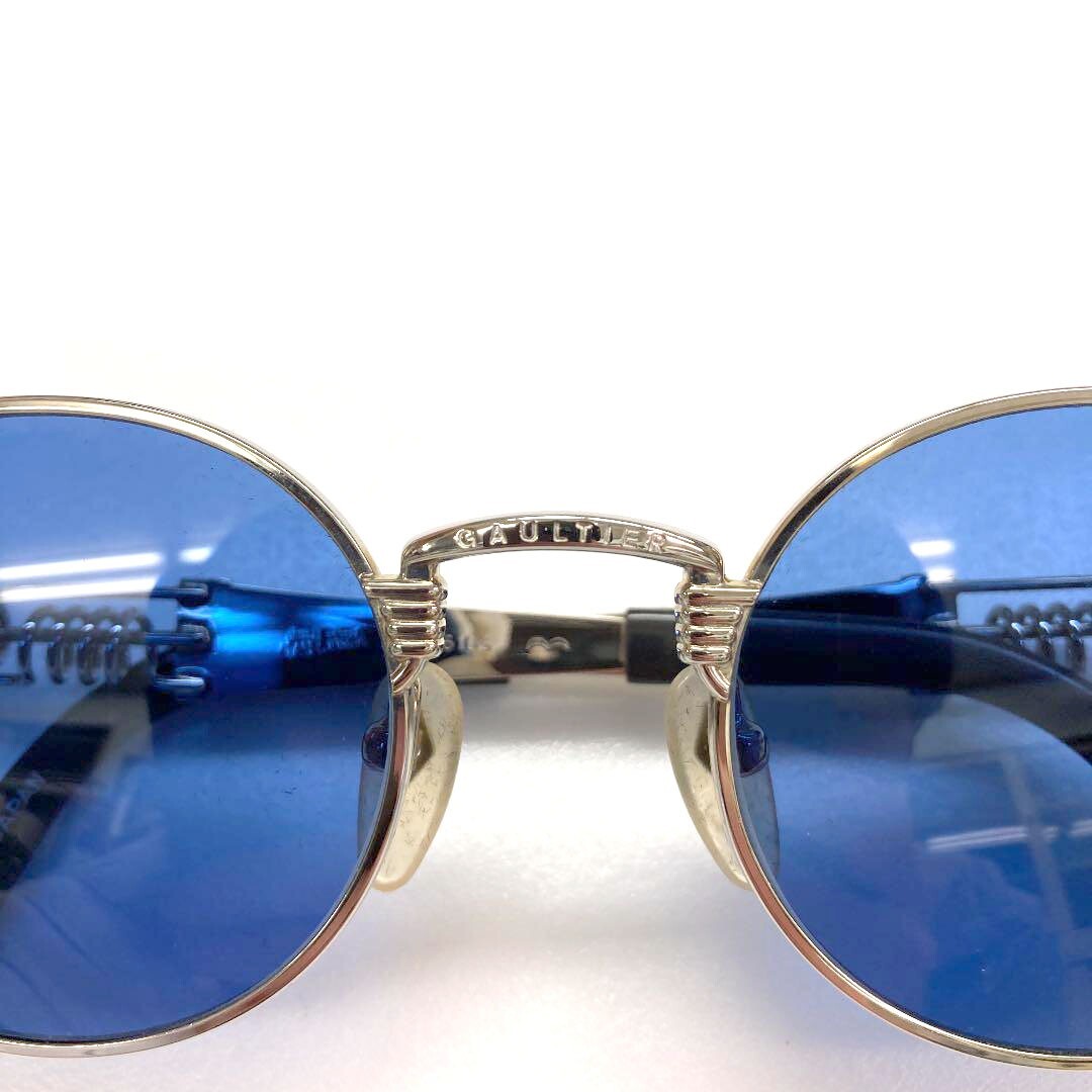 New! Authentic Jean Paul Gaultier 56-6106 Silver Frame Blue