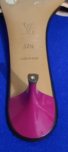 LOUIS VUITTON SANDALS MULES heels 37.5 US 7 Pink brown beige LEATHer slides - Picture 6 of 15