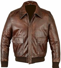 A2 Flight Aviator Pilot Bomber WW2 Mens Real Lambskin Leather Biker Jacket