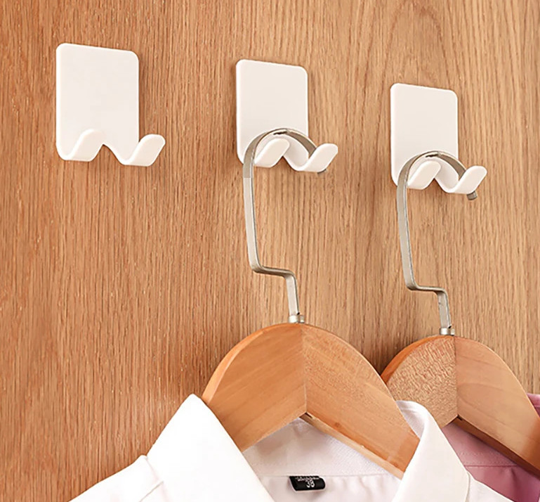 Razor Holder Hook Wall Shaving Shaver Shelf Punch Free Bathroom 2Pcs White