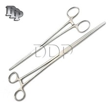 New 2pc Set 10"  18" Straight Hemostat Forceps Locking Clamps Stainless Steel