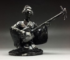 Tin toy soldiers Geisha with shamisen 54mm figurine metal sculpture