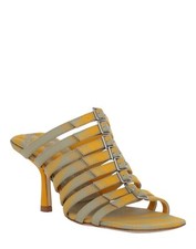 Authentic Burberry Women Yellow Beige CARMINE STRAP Check Stiletto Sandals 9 US