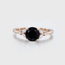 Black Onyx Round shaped ring wedding ring women ring bridal ring cluster ring