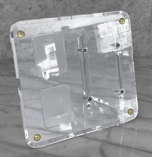 Sobre de escritorio de biblioteca Lucite transparente biselado posmoderno vintage soporte para cartas - Imagen 5 de 5