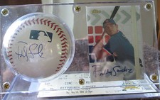 FREDDY SANCHEZ AUTOGRAPH SIGNED BASEBALL & CARD IN HOLDER PITTSBURGH PIRATES