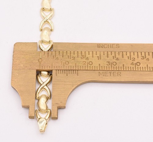 7.25" Diamond Cut Heart & Kisses Stampato Bracelet Real 10K Yellow Gold - Picture 4 of 7