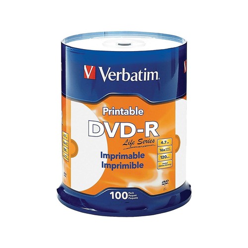 Verbatim Life Series 98491 16x DVD-R White Inkjet Printable Hub ...
