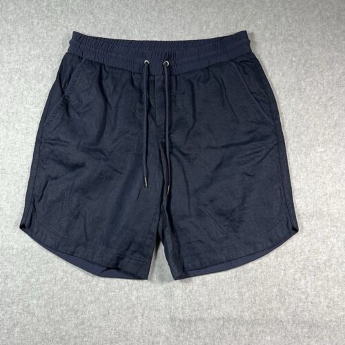 Athleta Beachside Bali Linen Shorts Women's Size 6 Blue Bermuda Drawstring