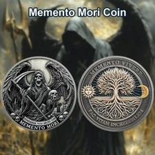 Memento Mori Memento Vivere Skull Coin Daily Stoic Practice Reminder Token Gift