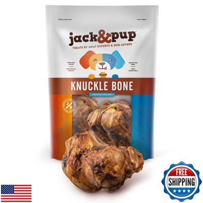 Jack and Pup Beef Knuckle Dog Bones for Large Dogs (Pack of 2) Dog Bones for 