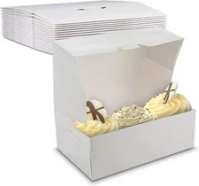 MT Products White Cupcake Box 10" x 6.5" x 3.5" Bakery Box No-Window Pack of 15