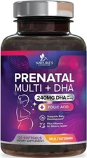 Prenatal Vitamins with Folic Acid & DHA, Fetal Brain Development Support with Fo