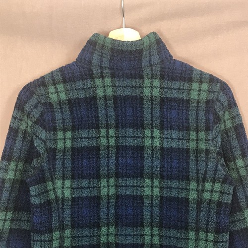 Uniqlo Womens Fleece Plaid Tartan Check Navy Green Full Zip Size XS - Picture 9 of 10