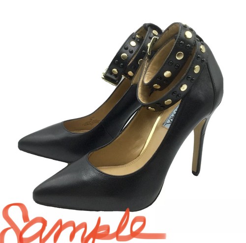 Leather Studded Strap Heels, Size 