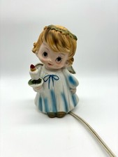 Vintage Ceramic Angel Night Light Hand Painted Cherub Light Up Nursery Baby