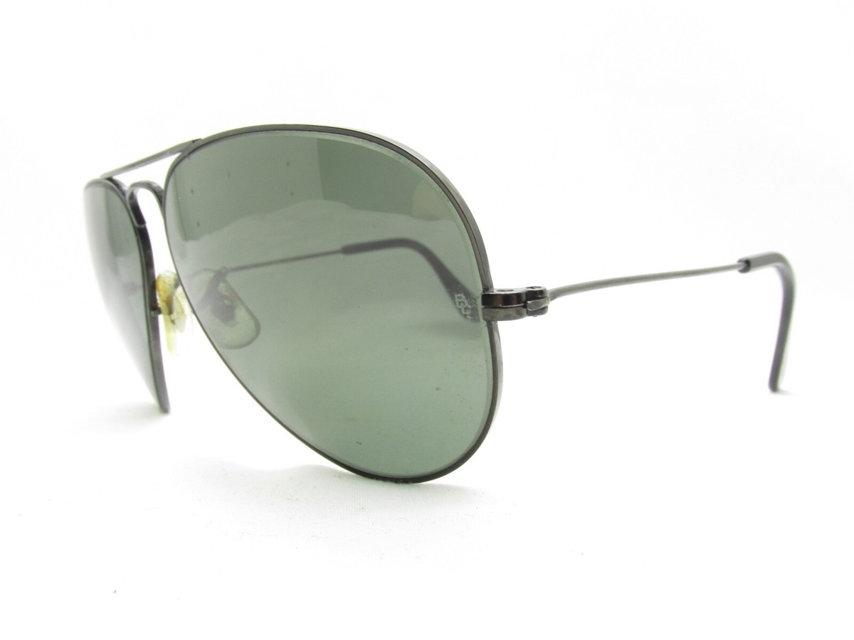 RAY-BAN B&L AVIATOR BLACK METAL TEARDROP SUNGLASSES USA 58-130