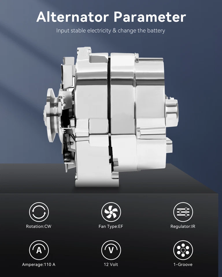 1PC 12V 110A Silver Alternator Fit for 1984 1985 Chevrolet Citation II 2.5L — 第 2/4 张图片