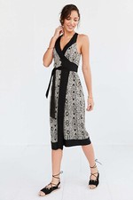 New Urban Outfitters Ecote Whitney Print Wrap Midi Dress size Small MSRP: $89