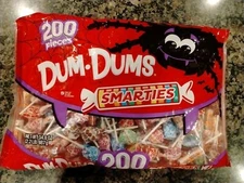 Dum-Dum Pops and Smarties 200 count bag new sealed exp 06/2026