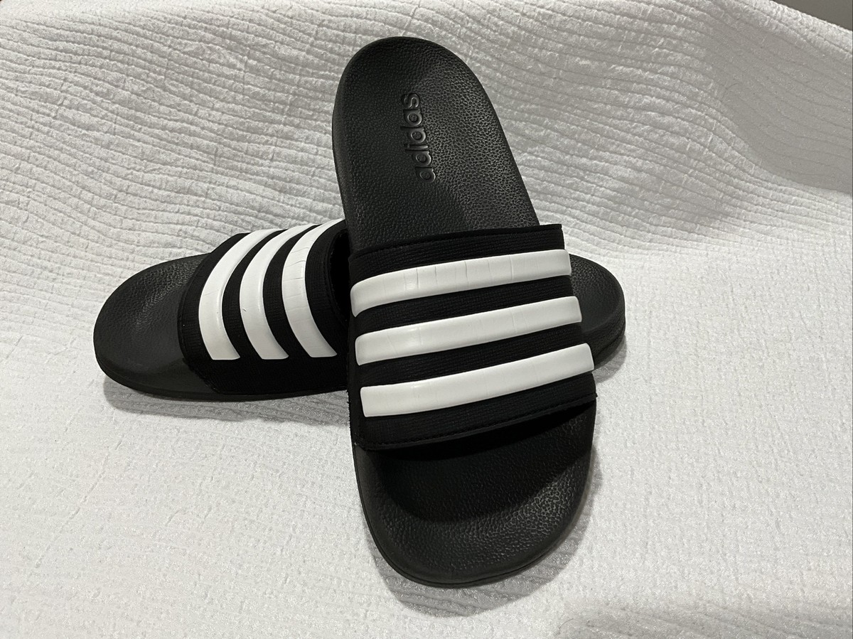 Adidas Adilette Shower Slide Sandals Kids Unisex Black/White Size  Pre-Owned!