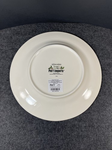 Winters Wonder Salad Plate Pier 1 Imports Christmas Tree with Pine Holly Border - Picture 3 of 6