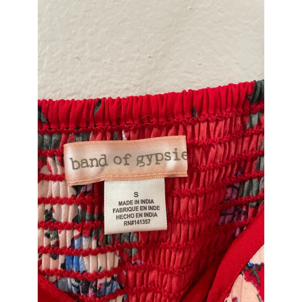 BANDA DE GITANOS MUJER MAXI VESTIDO ROJO FLORAL BUSTIER VERANO SIN MANGAS TALLA S Foto 4 de 4