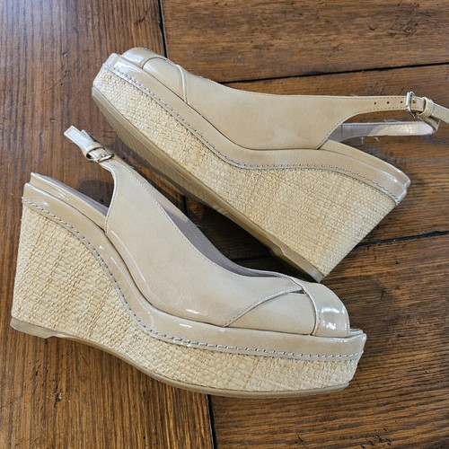 Stuart Weitzman Womens 7m Nude Slingback Wedge VW 64851 - Picture 5 of 11
