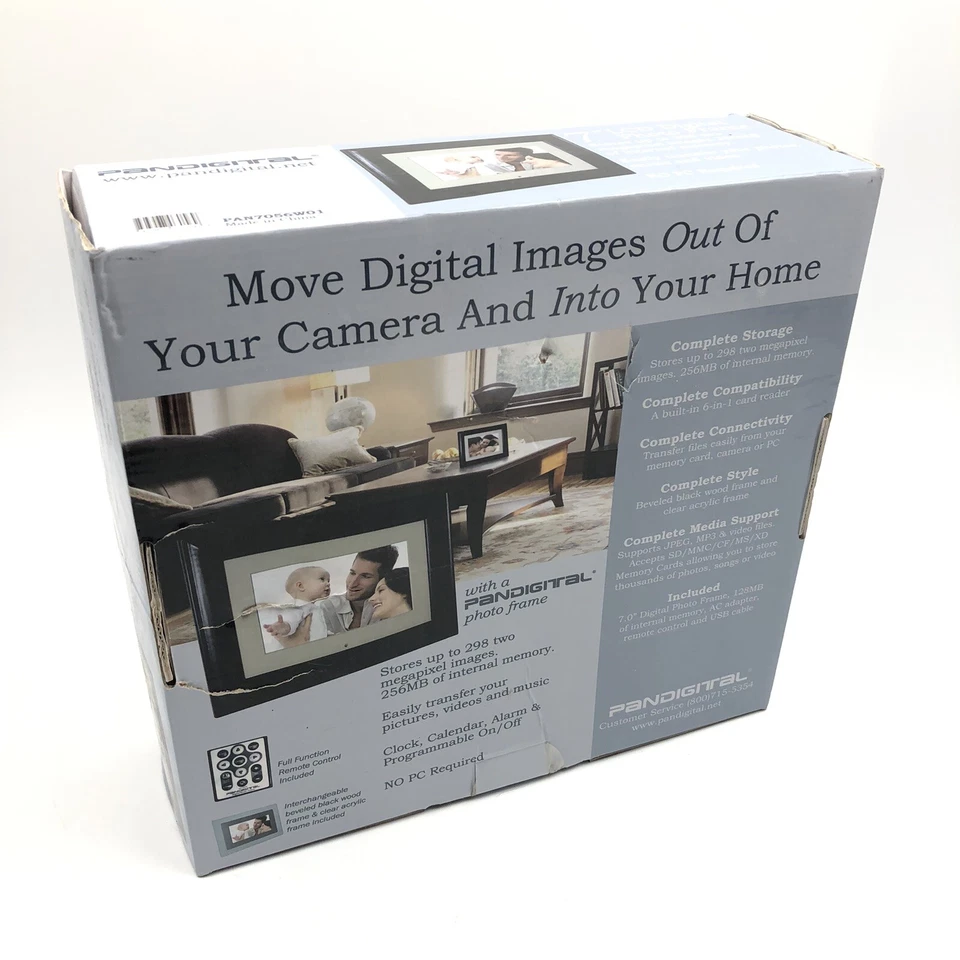 Pandigital Model PAN7056W01 - 7 Inch Digital Photo Frame 256MB - Open Box - Image 2 of 4
