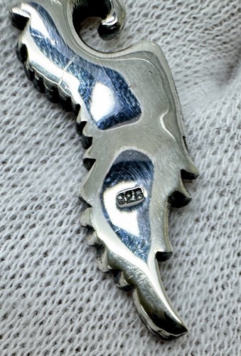Flying Phoenix Design Oxidized Pendant STERLING SILVER 925 9.5g 18x48mm SP245 - Picture 17 of 21