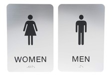 Non-Accessible/Wheelchair Men  Women ADA Restroom Bathroom Sign Set w/Braille