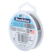 49 Strand Stainless Steel Bead Stringing Wire, .018 in / 0.46 Mm, Bright, 10 Ft