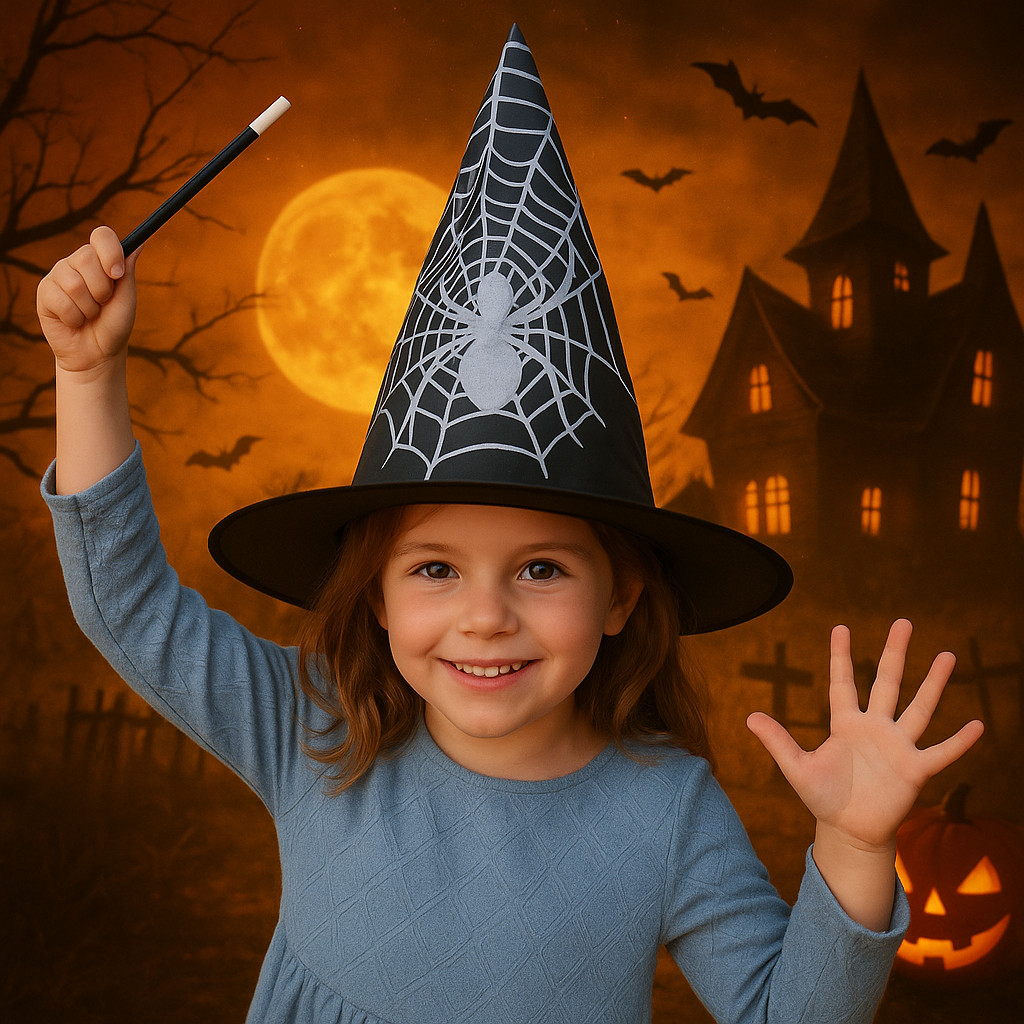 10 X Sombreros De Bruja De Halloween Con Impresión De Araña Disfraz De Niños