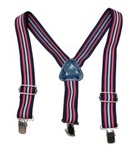 Diony Kids Suspenders Navy Red Blue Stripe Y Back Adjustable Clip On Preppy Cute