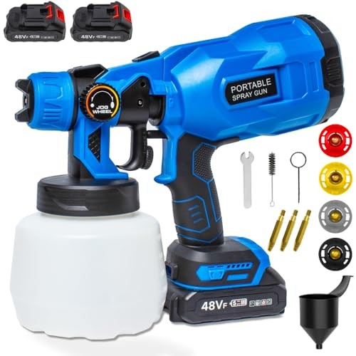 20V Cordless Paint Sprayer with 2 Batteries - Easy Clean - Blue/Black