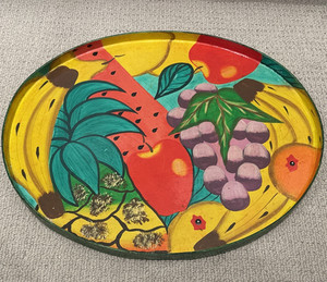 VINTAGE! 1960s - 1970s Fruit Themed Serving Tray Vintage Retro Kitchen 19" x 15"