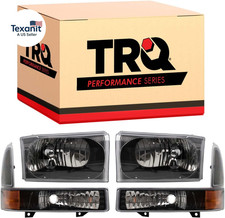 2 Piece Headlight Assembly Set Performance Halogen Black Bezel Driver  Passenge