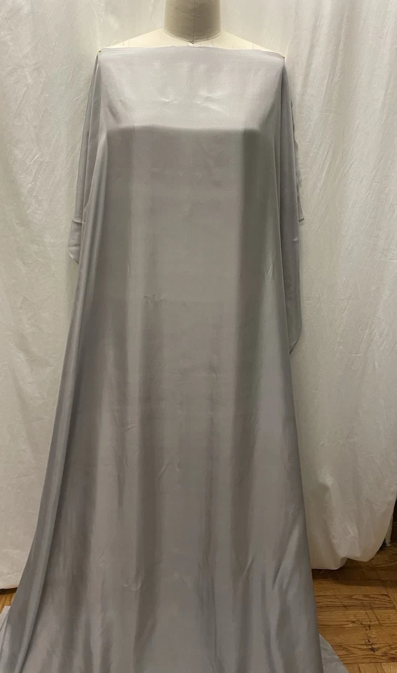 Tela 100% Lujosa Seda Habotai Plateada Gris Claro 4 Yardas 10" Largo 45" Ancho Foto 4 de 4