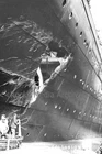 bcw-94 RMS Olympic, Southampton After The Collision With HMS Hawke 1911. Photo